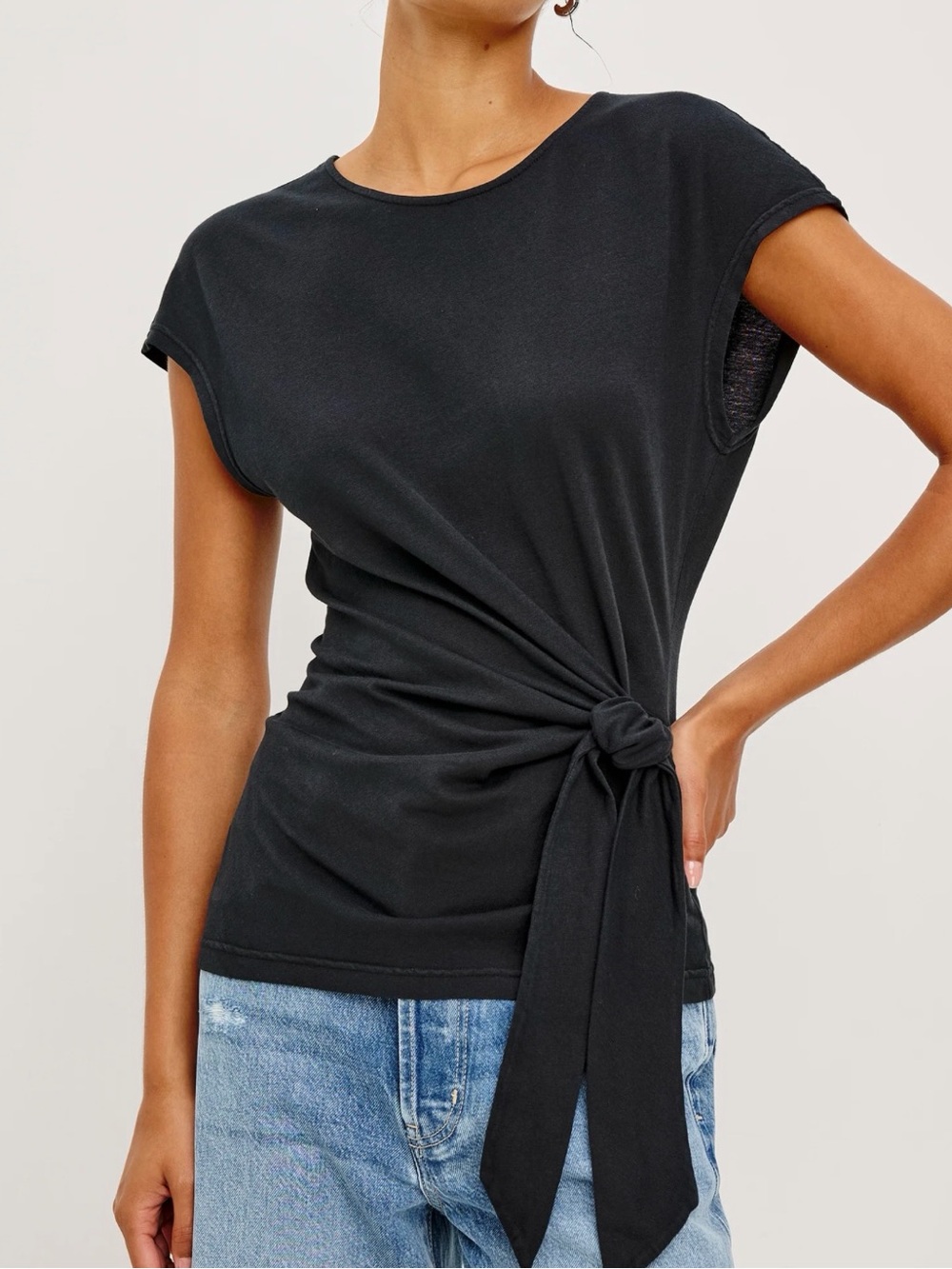 Rails Black Side-Knot Tank Top